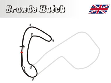 A world's tracks collection, Brands Hatch racerourse illustration UK clipart