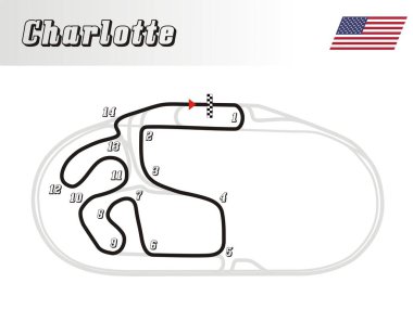  A world's tracks collection, Charlotte Speedway illustration United States clipart