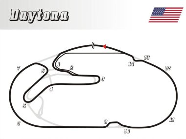  A world's tracks collection, Daytona racerourse illustration USA clipart