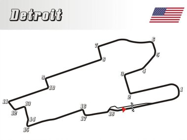  Dünya rayları koleksiyonu, Detroit Caddesi yarış illüstrasyonu Birleşik Devletler
