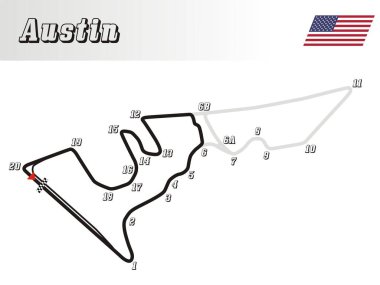  Dünya rayları koleksiyonu, Austin yarış illüstrasyonu ABD