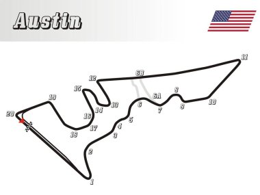  Dünya rayları koleksiyonu, Austin yarış illüstrasyonu ABD