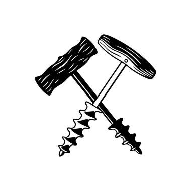 Beyaz arkaplan ile Auger Rustic Bahçe, Siluet vektör sanat illüstrasyonu