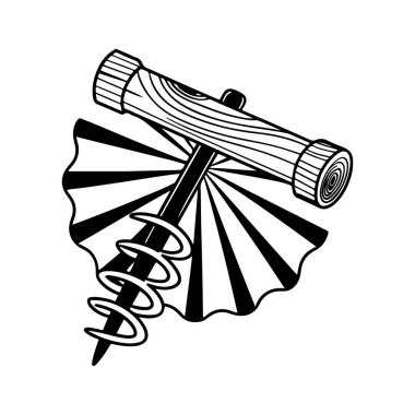 Beyaz arkaplan ile Auger Rustic Bahçe, Siluet vektör sanat illüstrasyonu