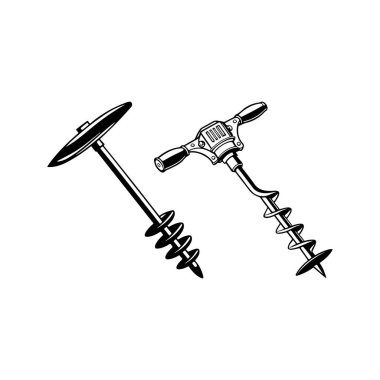 Beyaz arkaplan ile Auger Rustic Bahçe, Siluet vektör sanat illüstrasyonu