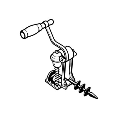 Beyaz arkaplan ile Auger Rustic Bahçe, Siluet vektör sanat illüstrasyonu