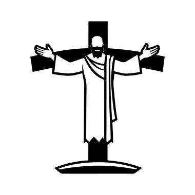 İyi Cuma silueti beyaz arkaplanlı sanat çizimi