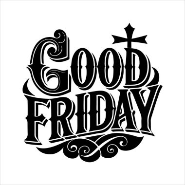 İyi Cuma silueti beyaz arkaplanlı sanat çizimi