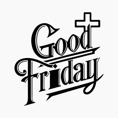 İyi Cuma silueti beyaz arkaplanlı sanat çizimi