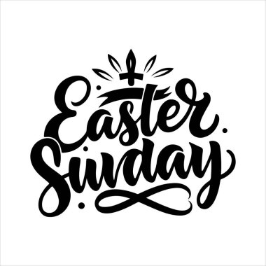 Paskalya Pazar tipografi siluet vektör sanat illüstrasyonu beyaz arkaplanlı