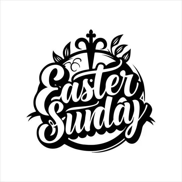 Paskalya Pazar tipografi siluet vektör sanat illüstrasyonu beyaz arkaplanlı