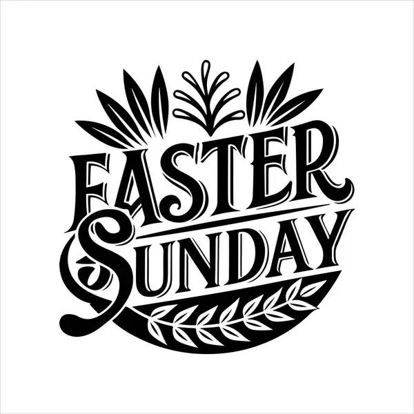 Paskalya Pazar tipografi siluet vektör sanat illüstrasyonu beyaz arkaplanlı