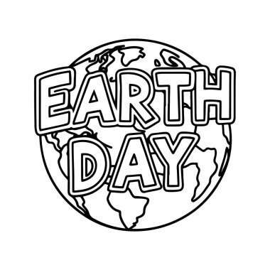 Yeryüzü günü tipografi silüeti beyaz arkaplanlı sanat çizimi