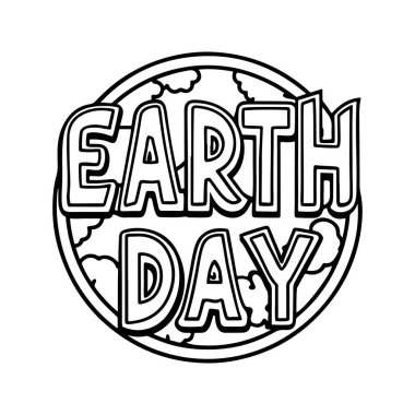 Yeryüzü günü tipografi silüeti beyaz arkaplanlı sanat çizimi