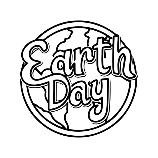Yeryüzü günü tipografi silüeti beyaz arkaplanlı sanat çizimi