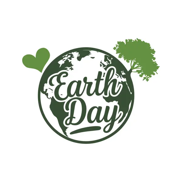 Yeryüzü günü tipografi silüeti beyaz arkaplanlı sanat çizimi