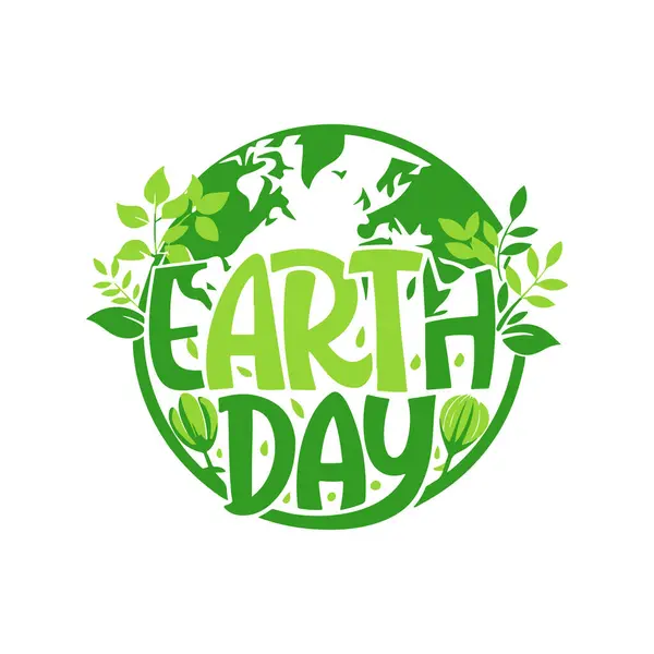 Yeryüzü günü tipografi silüeti beyaz arkaplanlı sanat çizimi