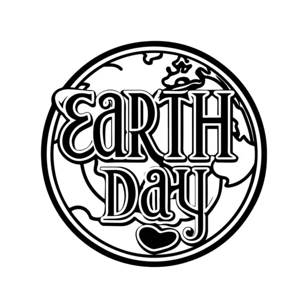 Yeryüzü günü tipografi silüeti beyaz arkaplanlı sanat çizimi