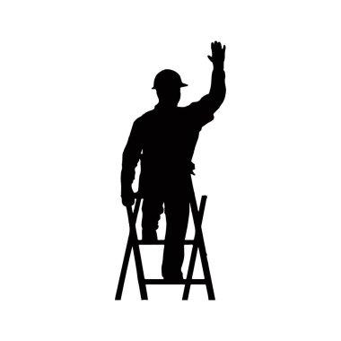 Mutlu İşçi Bayramı silüeti beyaz arkaplanlı vektör çizimi