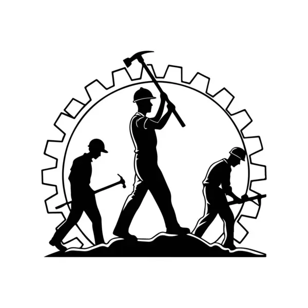 Mutlu İşçi Bayramı silüeti beyaz arkaplanlı vektör çizimi