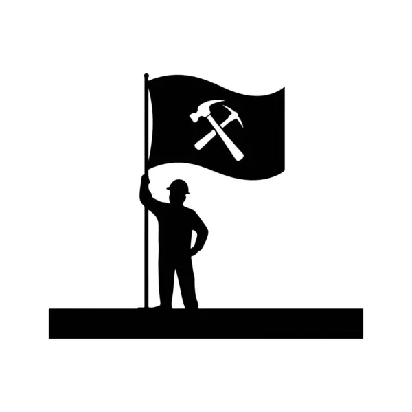 Mutlu İşçi Bayramı silüeti beyaz arkaplanlı vektör çizimi