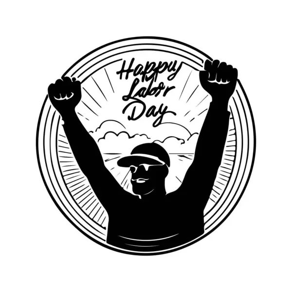 Mutlu İşçi Bayramı silüeti beyaz arkaplanlı vektör çizimi