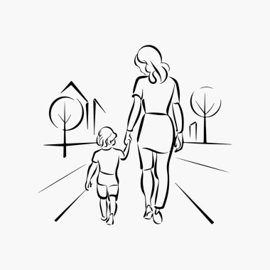 Anneler Günü beyaz arkaplanlı tipografi tasarımı çizimine bayılır