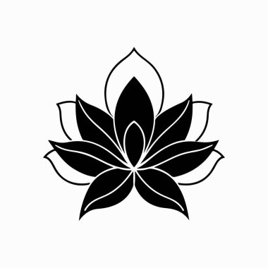 Beyaz arkaplanda siyah bir çiçeğin zarif siyah silüeti