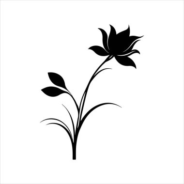 Çiçek köşeli siluet tasarım vektör çizimi beyaz arkaplanlı