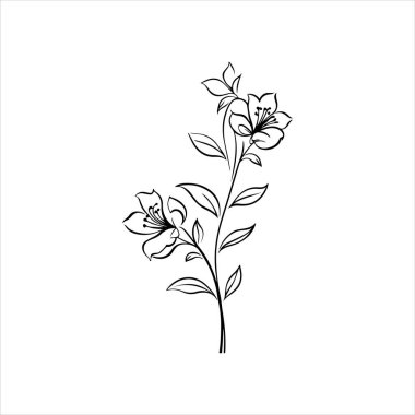 Çiçek köşeli siluet tasarım vektör çizimi beyaz arkaplanlı