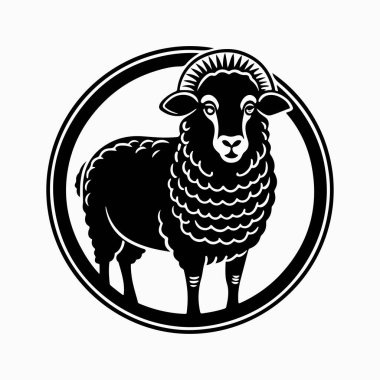 beyaz arkaplan ile merino koyun vektör sanat illüstrasyonu