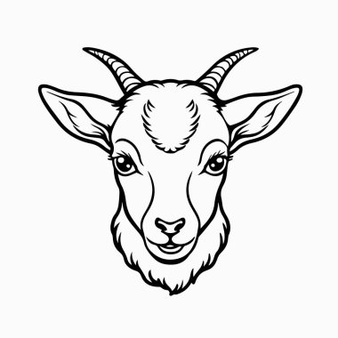 Beyaz arkaplan ile saanen keçi vektör sanat illüstrasyonu