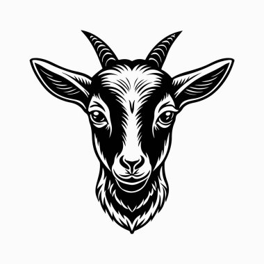 Beyaz arkaplan ile saanen keçi vektör sanat illüstrasyonu