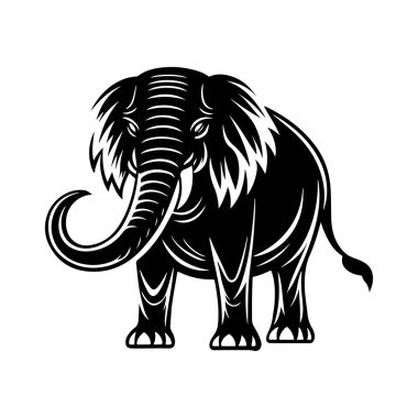Beyaz arka planı olan Amerikan Mamut Vektör Silueti