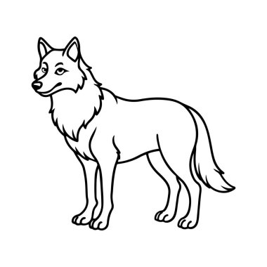 Beyaz arkaplan ile gri kurt silueti sanat çizimi