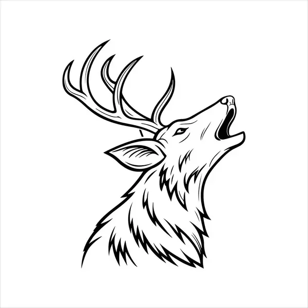 beyaz kuyruklu geyik silueti vektör sanat çizimi beyaz arkaplan