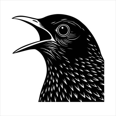 Avrupa sığırcık hattı sanat silueti vektör sanat illüstrasyonu