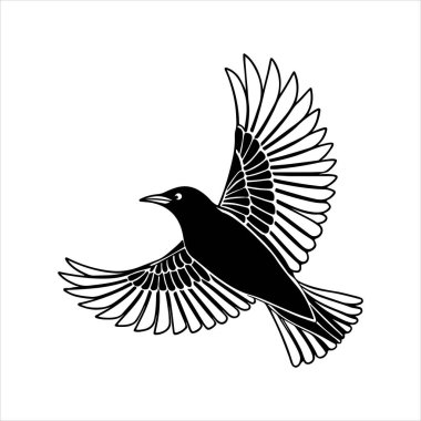 Avrupa sığırcık hattı sanat silueti vektör sanat illüstrasyonu