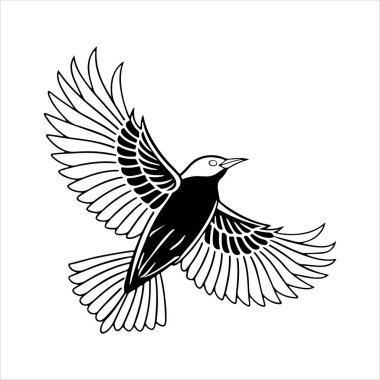 Avrupa sığırcık hattı sanat silueti vektör sanat illüstrasyonu