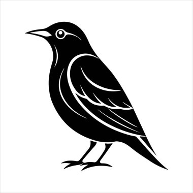 Avrupa sığırcık hattı sanat silueti vektör sanat illüstrasyonu