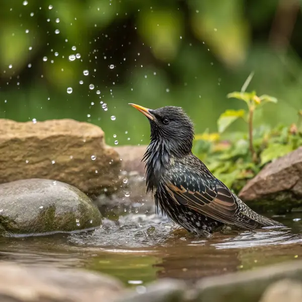Doğal arka planda Avrupa sığırcık gerçekçi fotoğrafçılığı