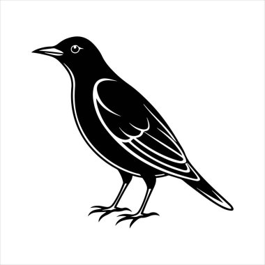 Avrupa sığırcık hattı sanat silueti vektör sanat illüstrasyonu