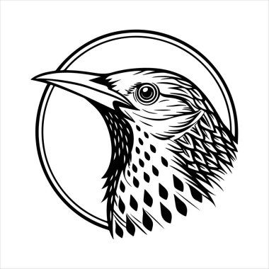 Avrupa sığırcık hattı sanat silueti vektör sanat illüstrasyonu