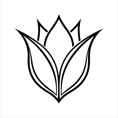Beyaz arkaplanı olan lale çiçeği silueti vektörü