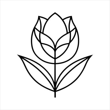 Beyaz arkaplanı olan lale çiçeği silueti vektörü