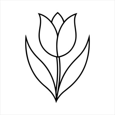Beyaz arkaplanı olan lale çiçeği silueti vektörü