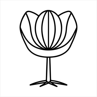 Beyaz arka planda çizgili sanat lale koltuğu çizimi