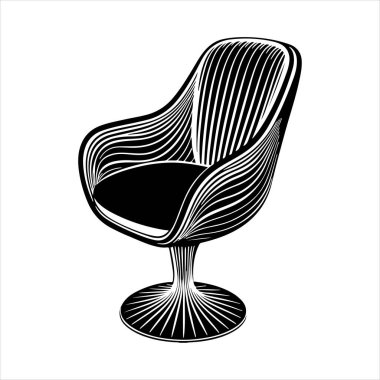 Beyaz arka planda çizgili sanat lale koltuğu çizimi