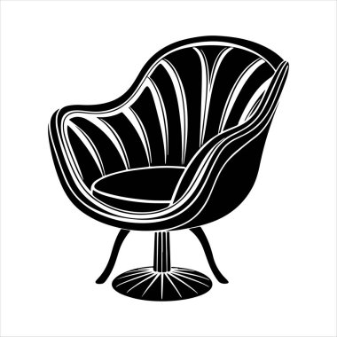 Beyaz arka planda çizgili sanat lale koltuğu çizimi