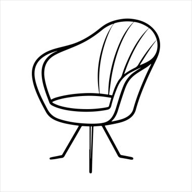 Beyaz arka planda çizgili sanat lale koltuğu çizimi